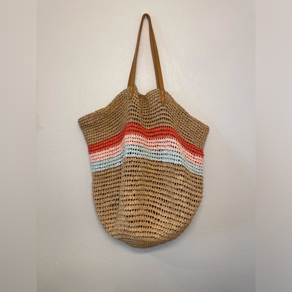 Hearth & Hand Handbags - Hearth & Hand with Magnolia Women’s Stylish Tan Multicolor Woven‎ Tote Large Bag